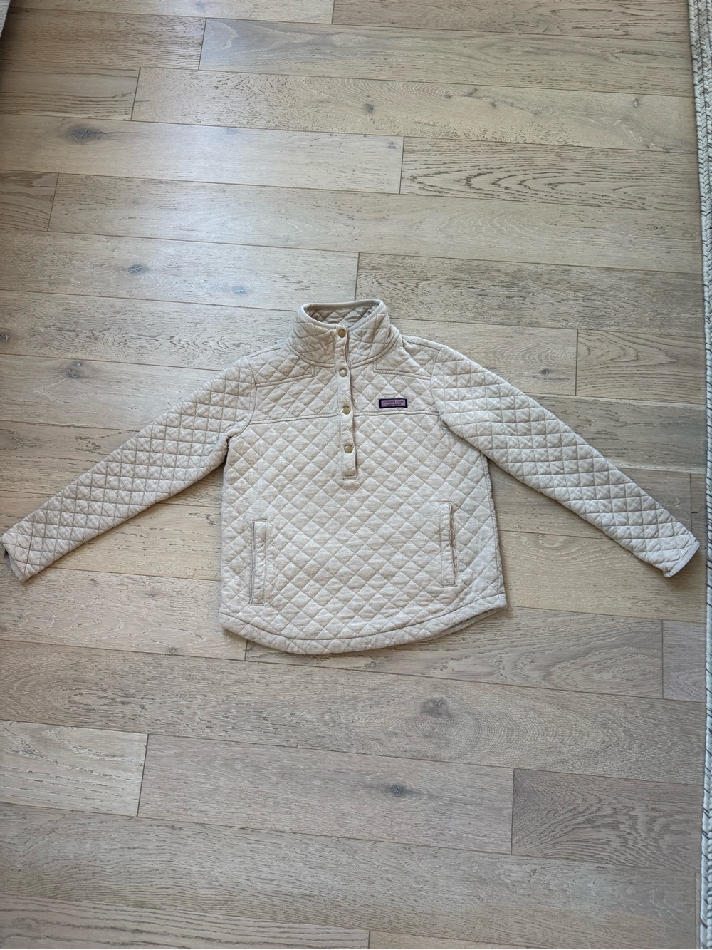 Vineyard Vines Quilted Snap Pullover - Cream